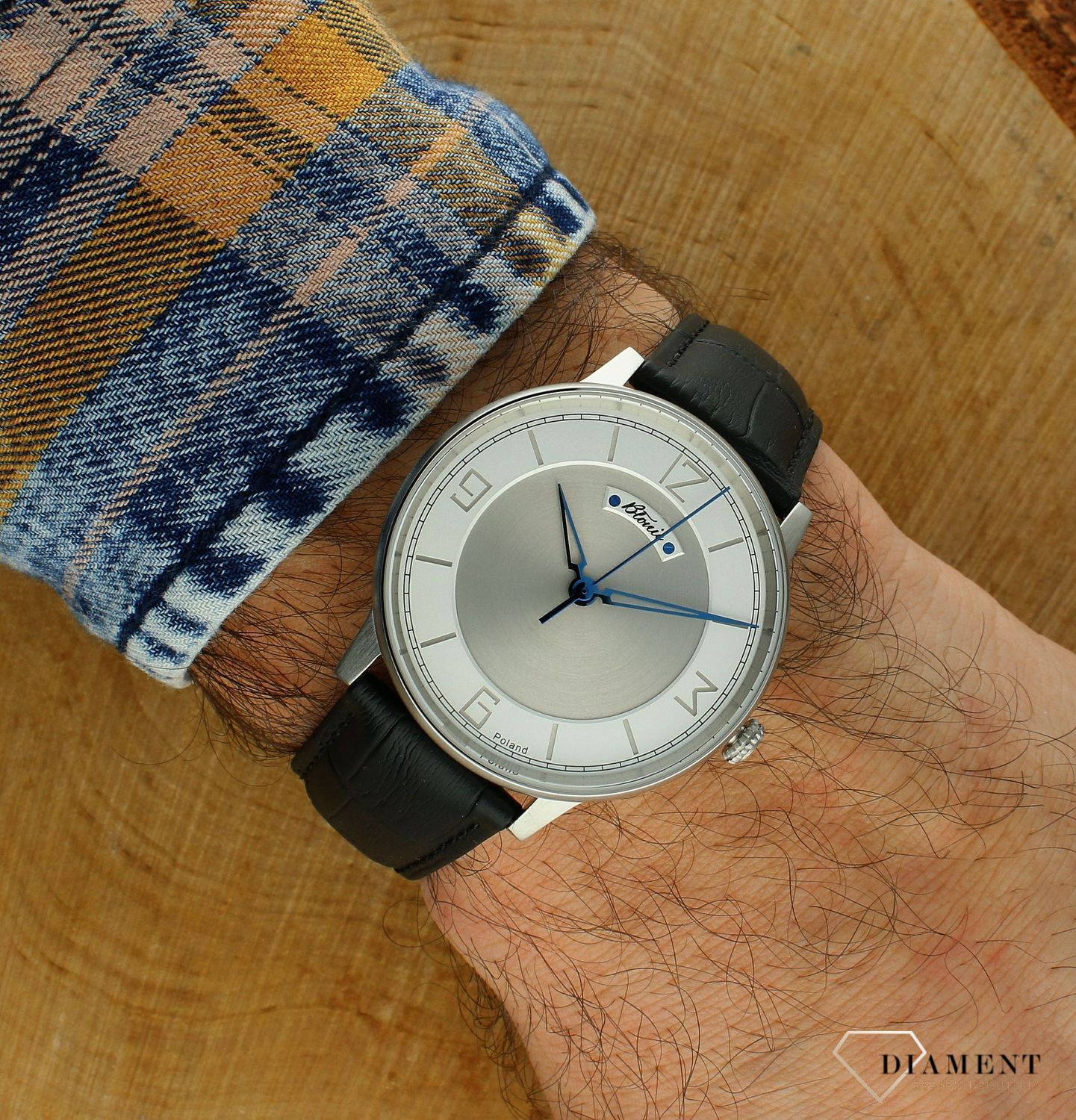 Polski zegarek automatyczny męski Błonie Polan 1⌚ Grawer na zegarku gratis 🔝 Męski zegarek na pasku klasyk🎁Prezent na Walentyn.jpg